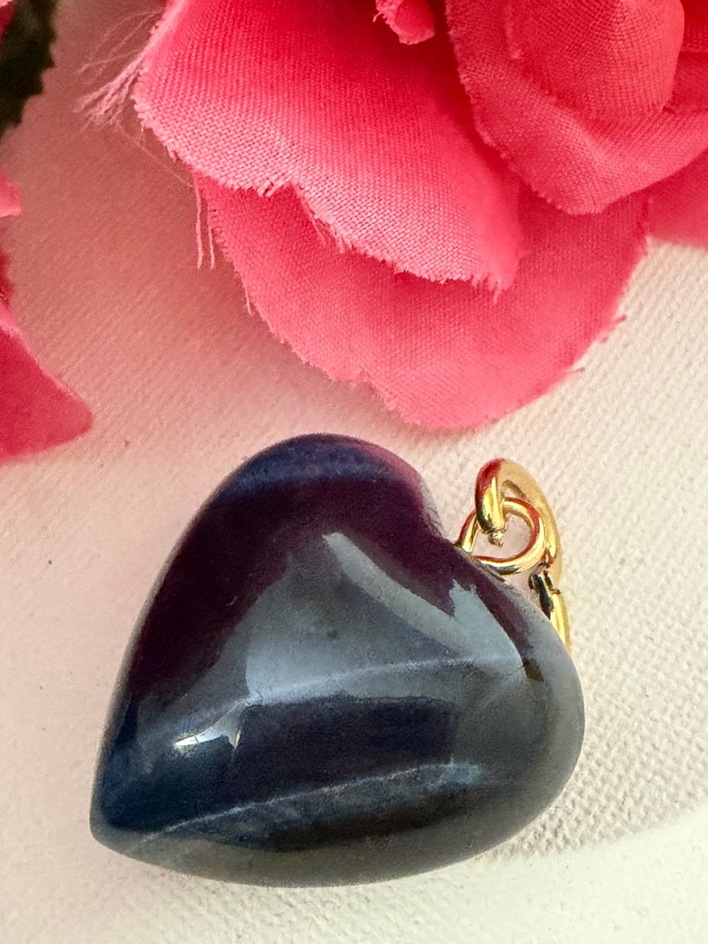 Roxanne Assoulin Lapis Lazuli Heart Pendant with Gold Bail. NEW